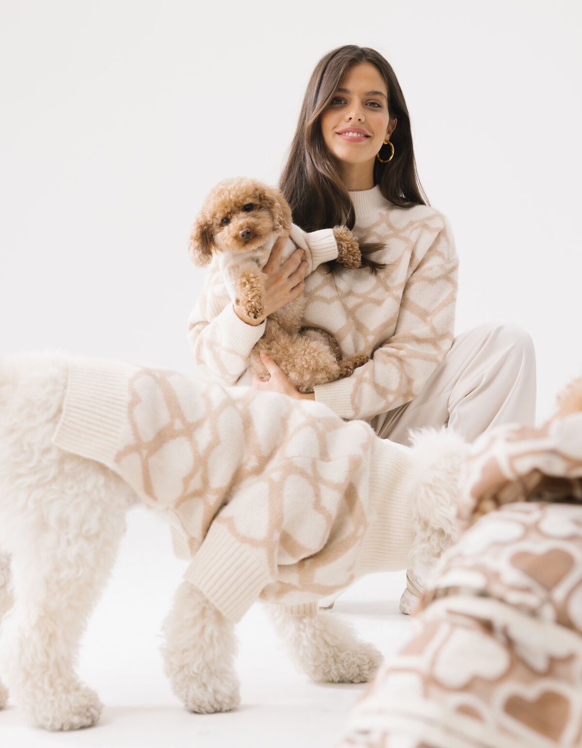 Heart Printed Honden Trui Gebroken Wit SHOEBY ACCESSOIRES