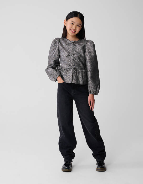 Strik Jacquard Blouse Zilver SHOEBY GIRLS