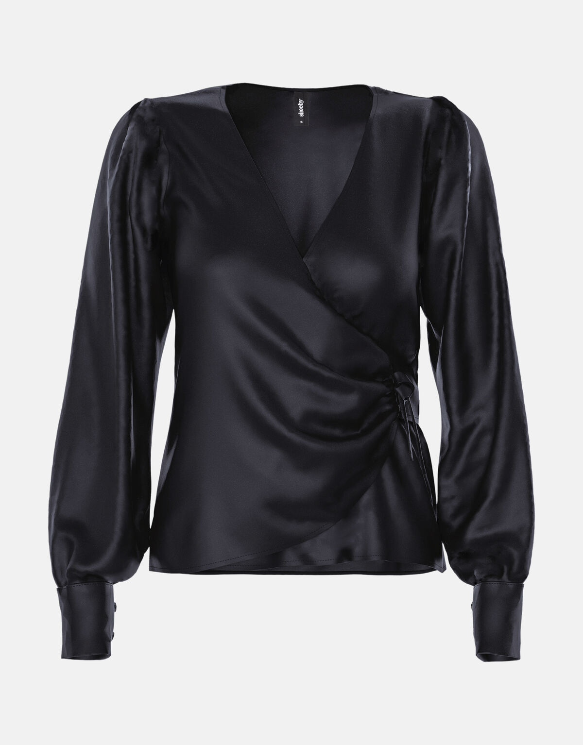 Satijnen Wikkelblouse Zwart SHOEBY WOMEN
