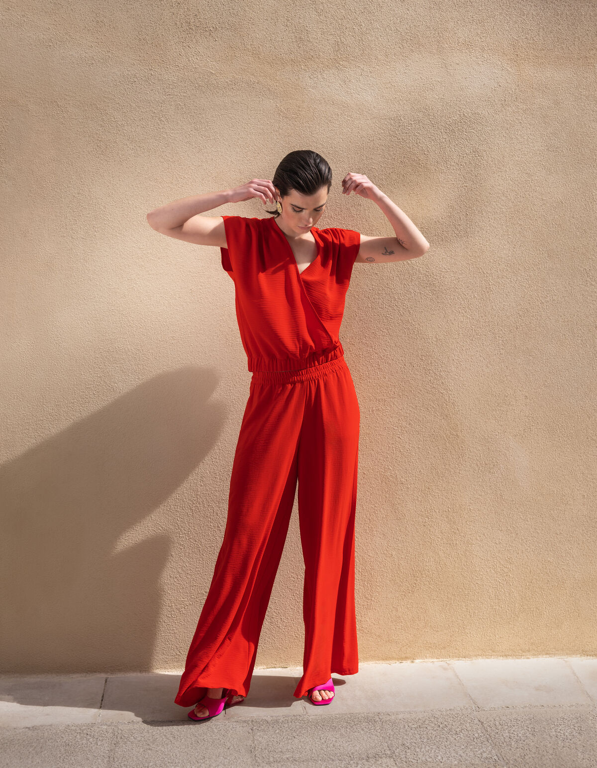 Wide Leg Broek Rood SHOEBY WOMEN