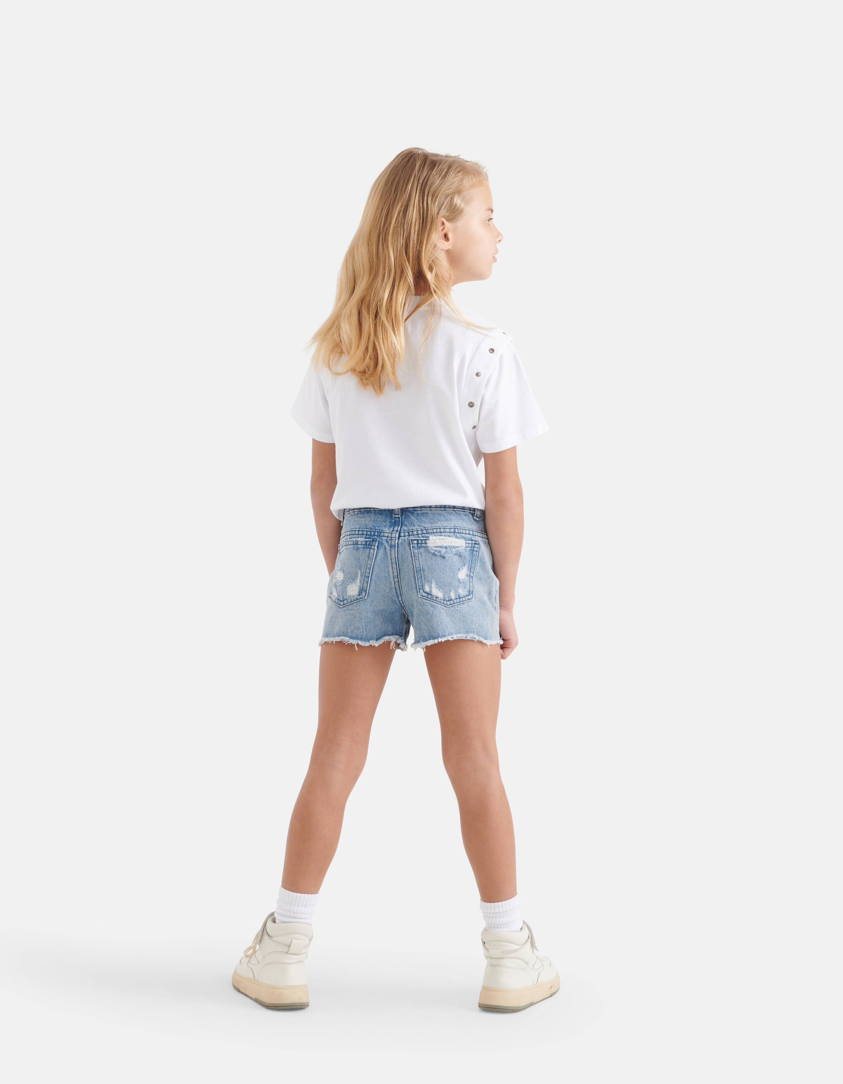 Destroyed Denim Short Blauw By Nicolette SHOEBY GIRLS