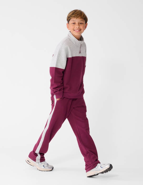 Sporty Zip Sweater Grijs/Donkerrood SHOEBY BOYS
