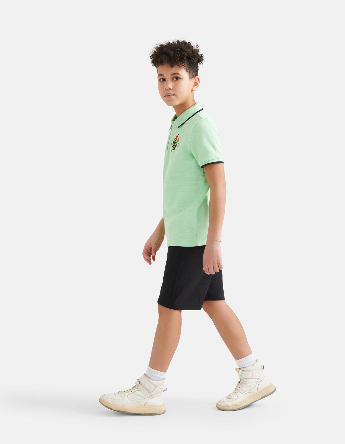 Structuur Zipper Polo Lichtgroen SHOEBY BOYS