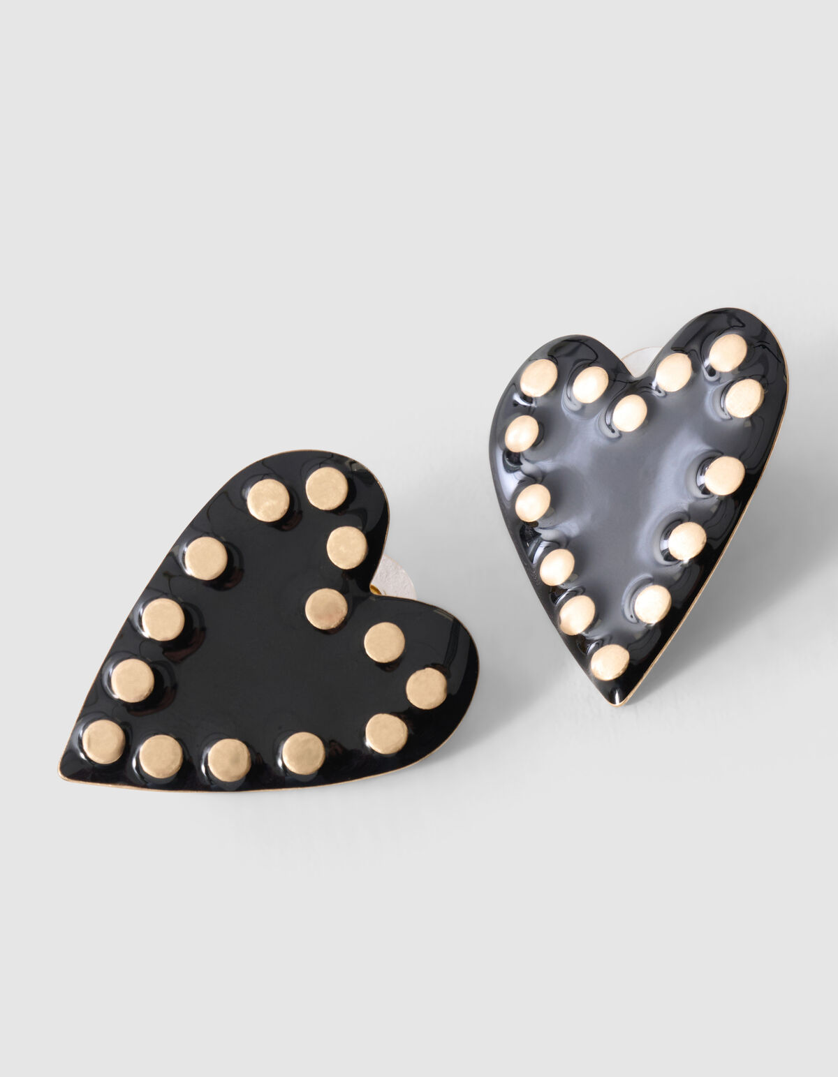 Stud Heart Oorbellen Zwart SHOEBY ACCESSOIRES