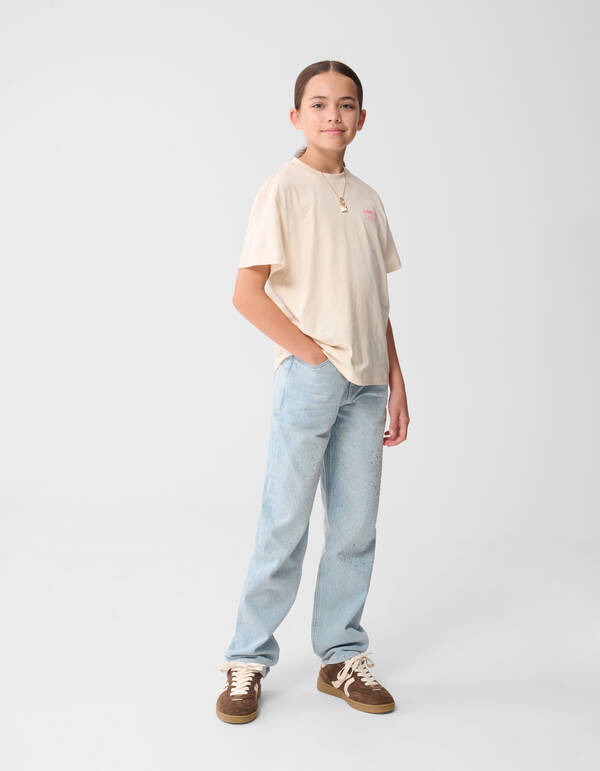 Dare To Wander Artwork T-shirt Gebroken Wit SHOEBY GIRLS