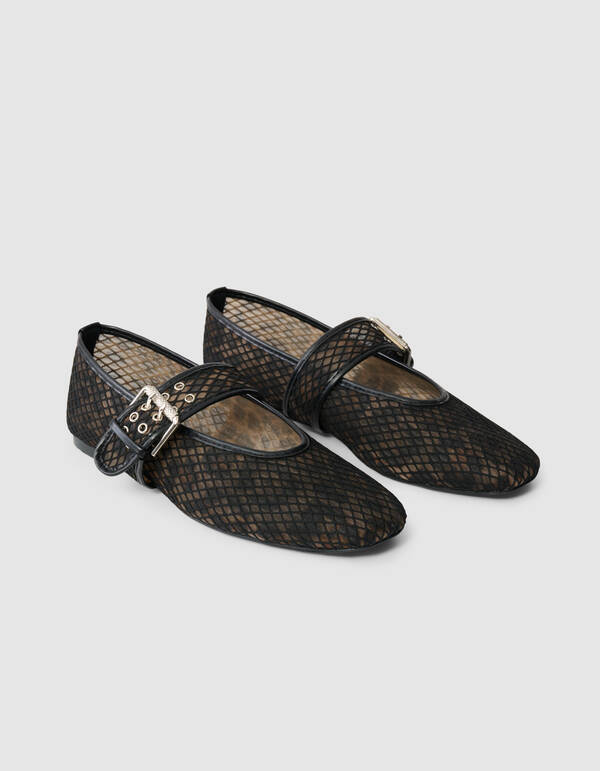 Leopard Mesh Instapper Zwart/Bruin SCHOENEN SHOEBY