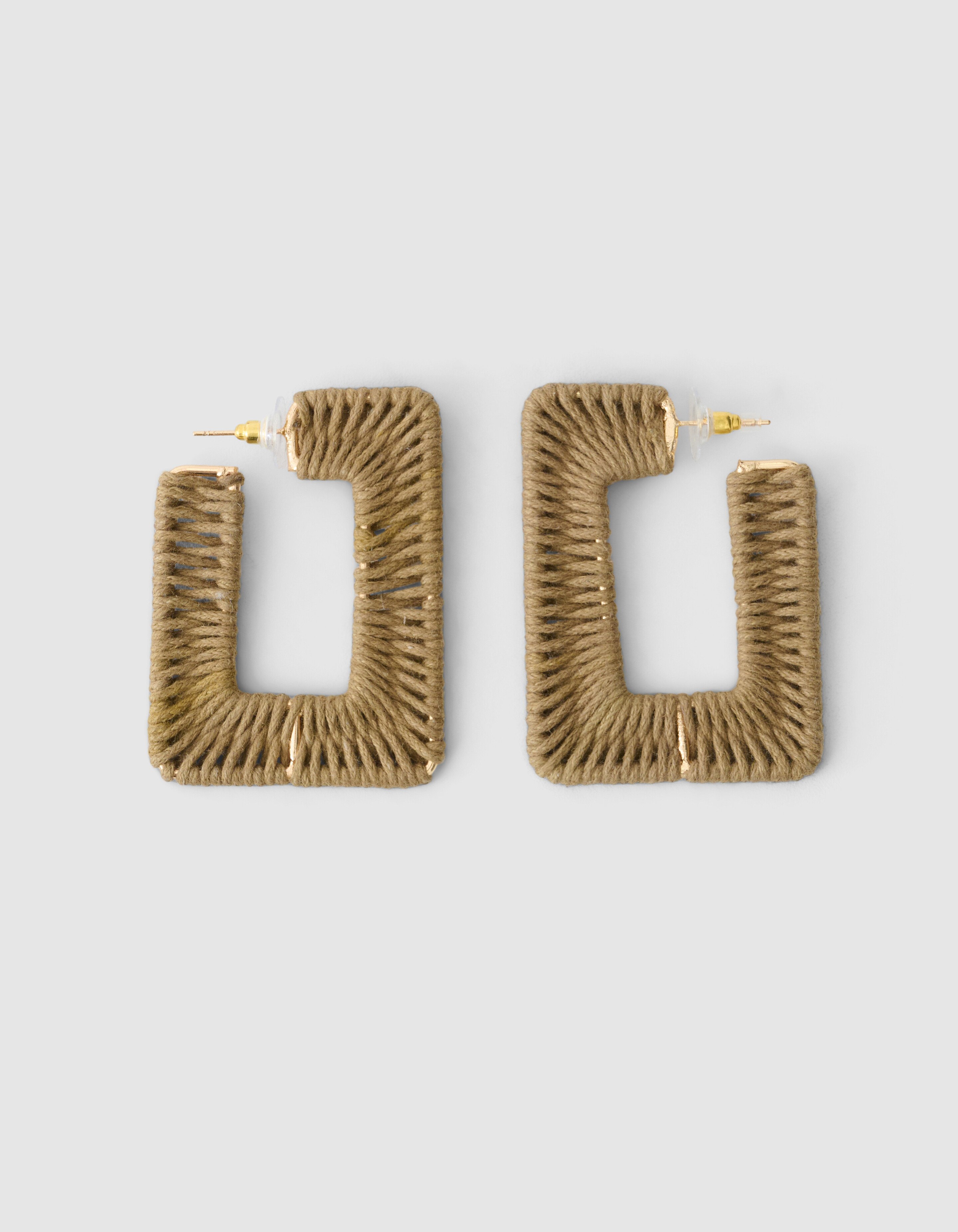Square Raffia Oorbellen Groen SHOEBY ACCESSOIRES
