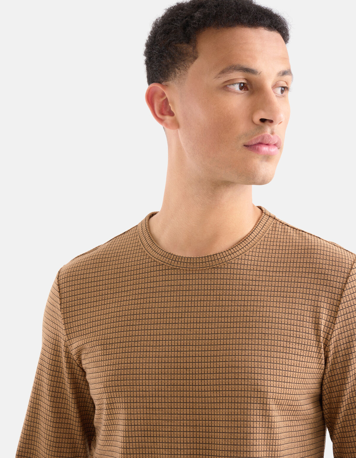 Contrast Lange Mouwen T-shirt Bruin SHOEBY MEN