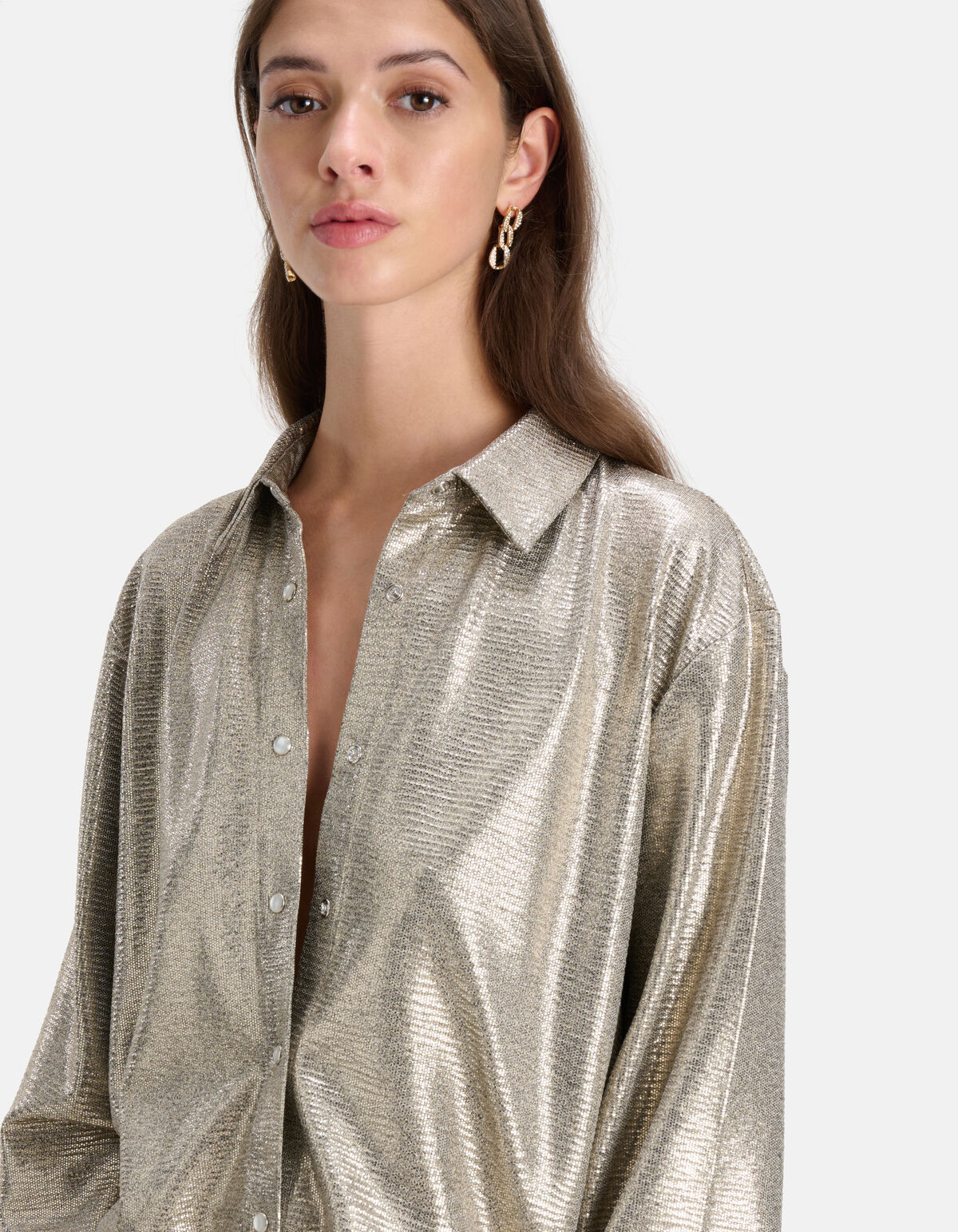 Oversized Coated Blouse Zilver SHOEBY WOMEN