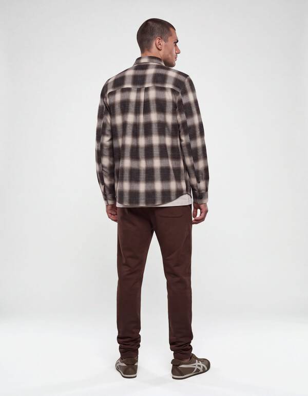 Relaxed Fit Ruiten Overhemd Donkerbruin SHOEBY MEN
