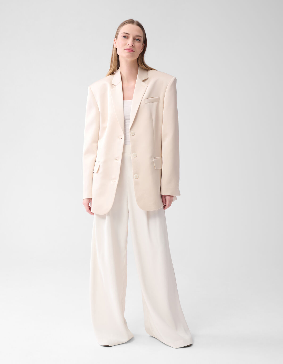 Satijnen Oversized Blazer Gebroken Wit By Lonneke SHOEBY WOMEN