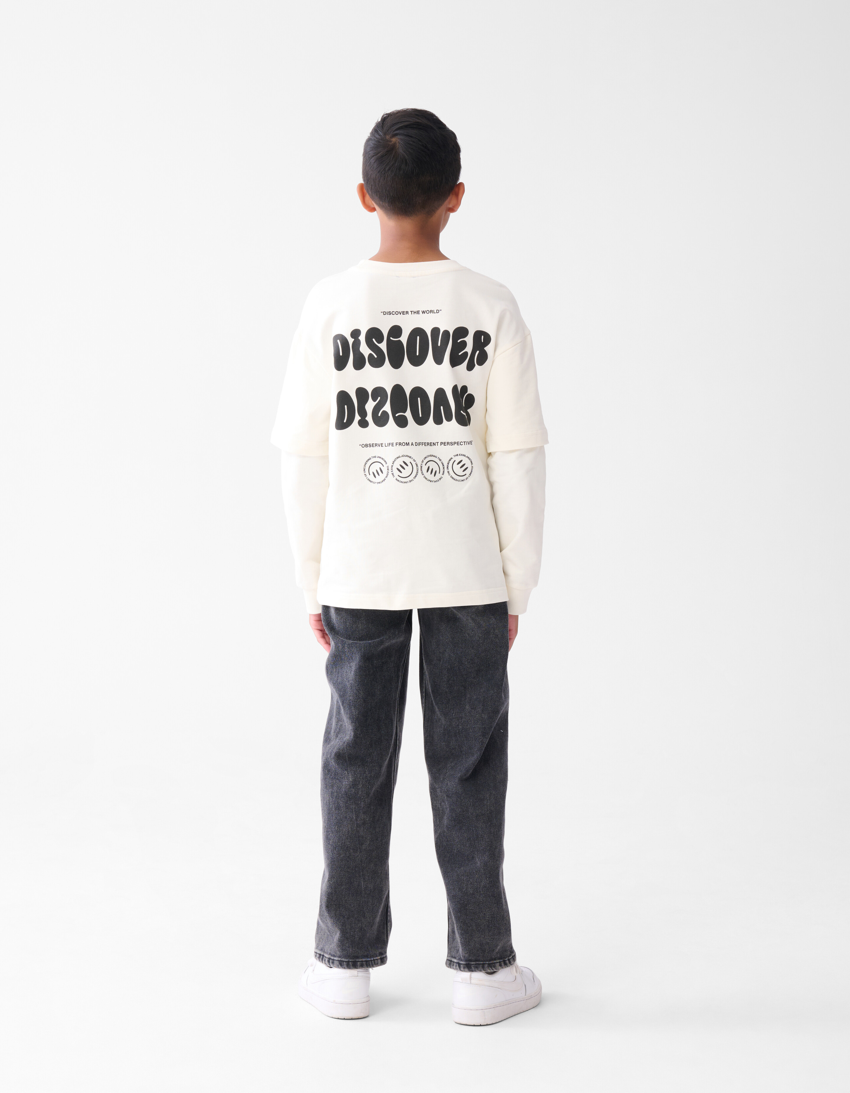 Artwork Longsleeve T-shirt Gebroken Wit SHOEBY BOYS