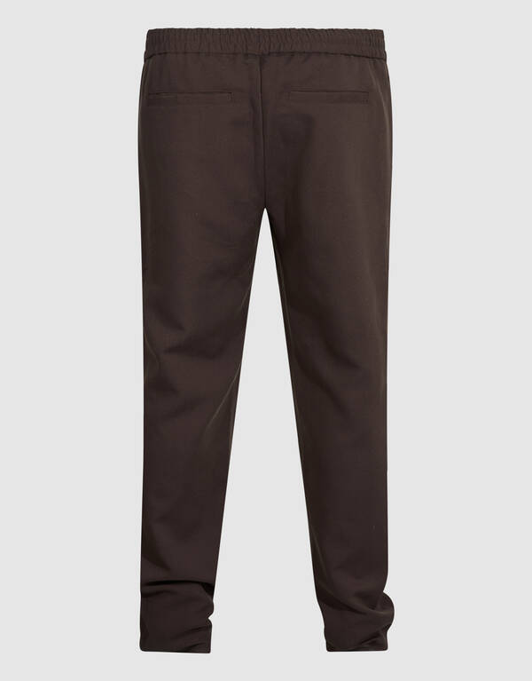 Straight Fit Pintuck Broek Donkerbruin SHOEBY MEN