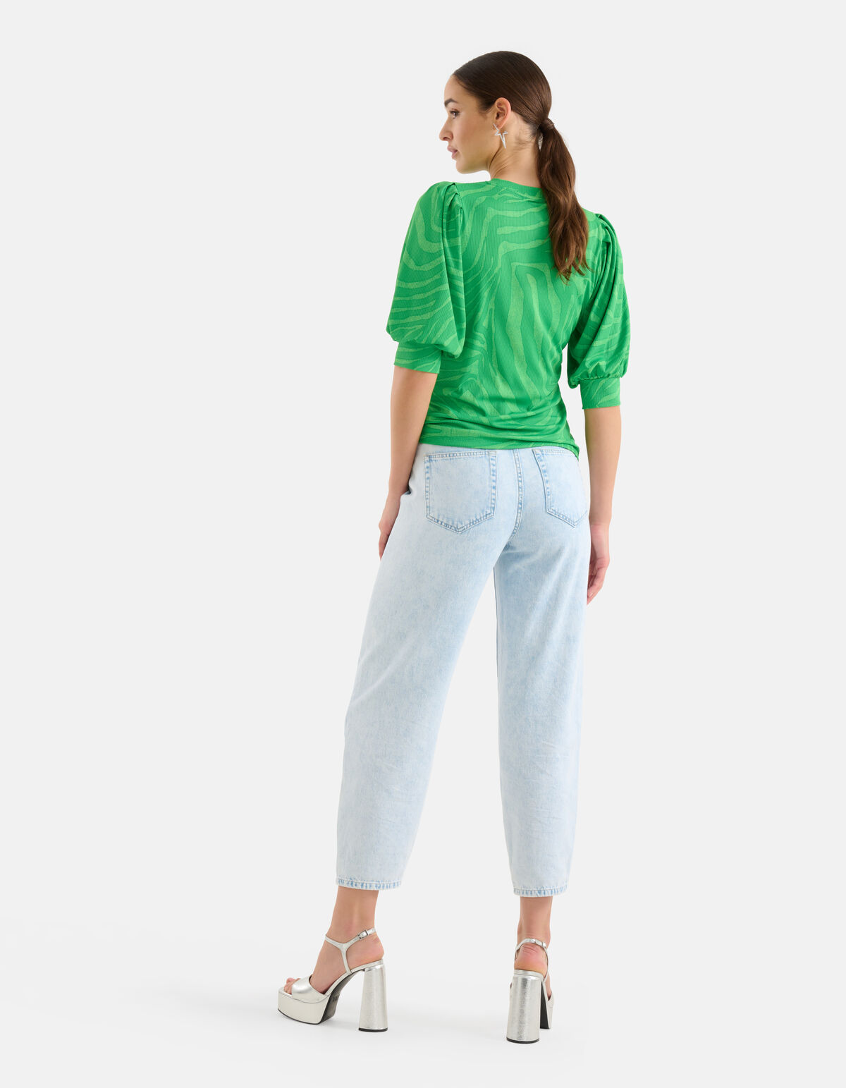 Zebra Print Rib Top Groen SHOEBY WOMEN