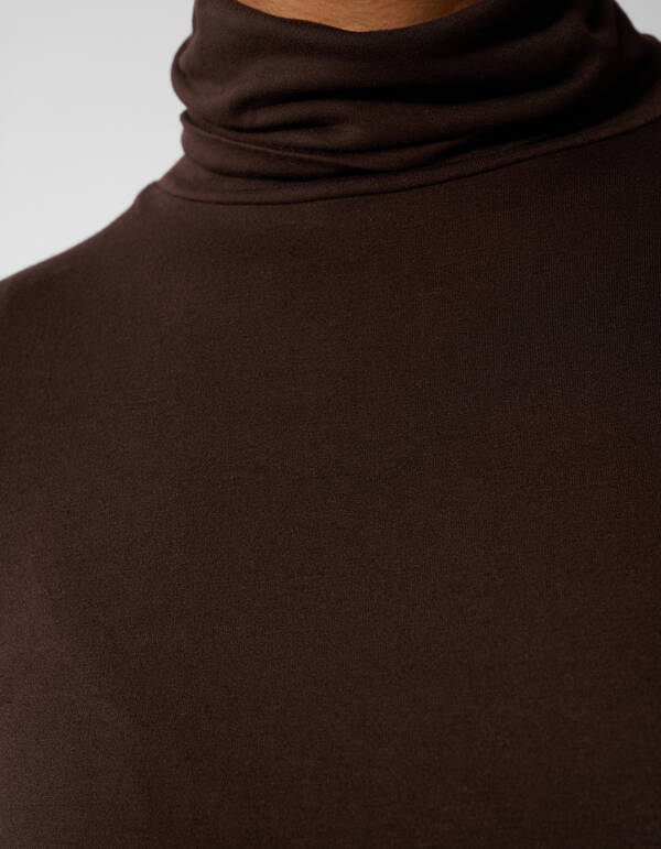 Col Neck Longsleeve Donkerbruin SHOEBY WOMEN