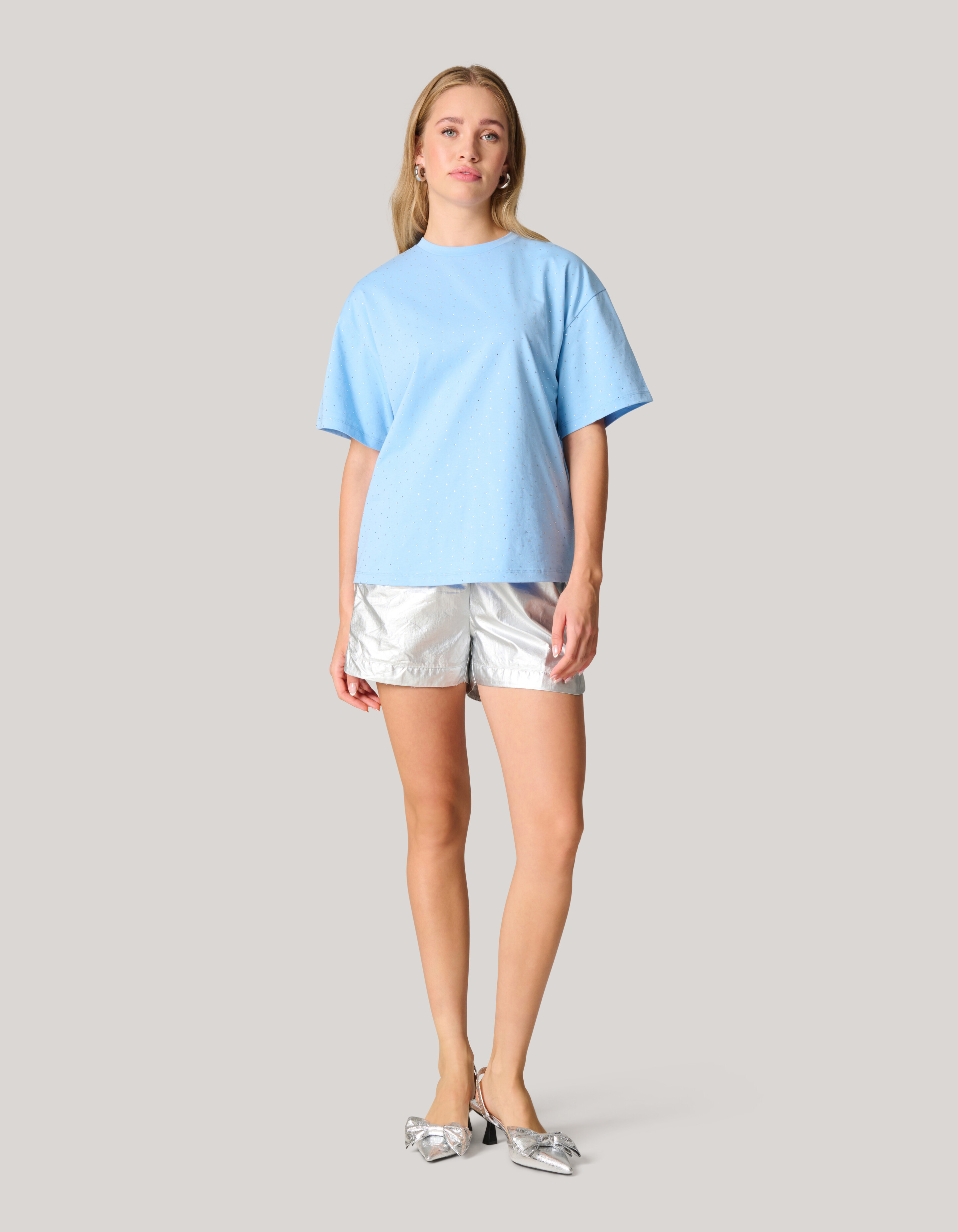 Strass T-shirt Lichtblauw SHOEBY WOMEN