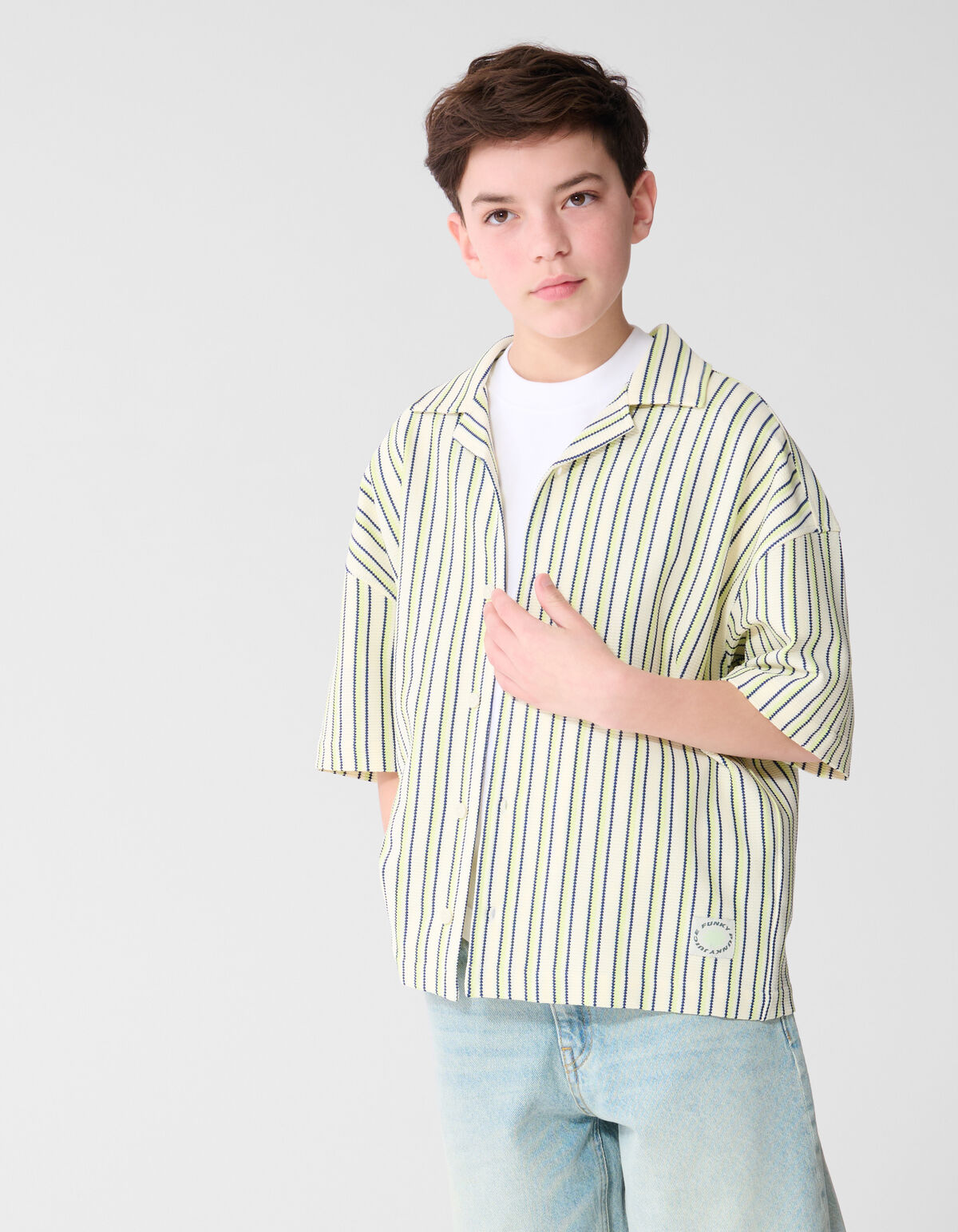 Pinstripe Structuur Overhemd Gebroken Wit SHOEBY BOYS