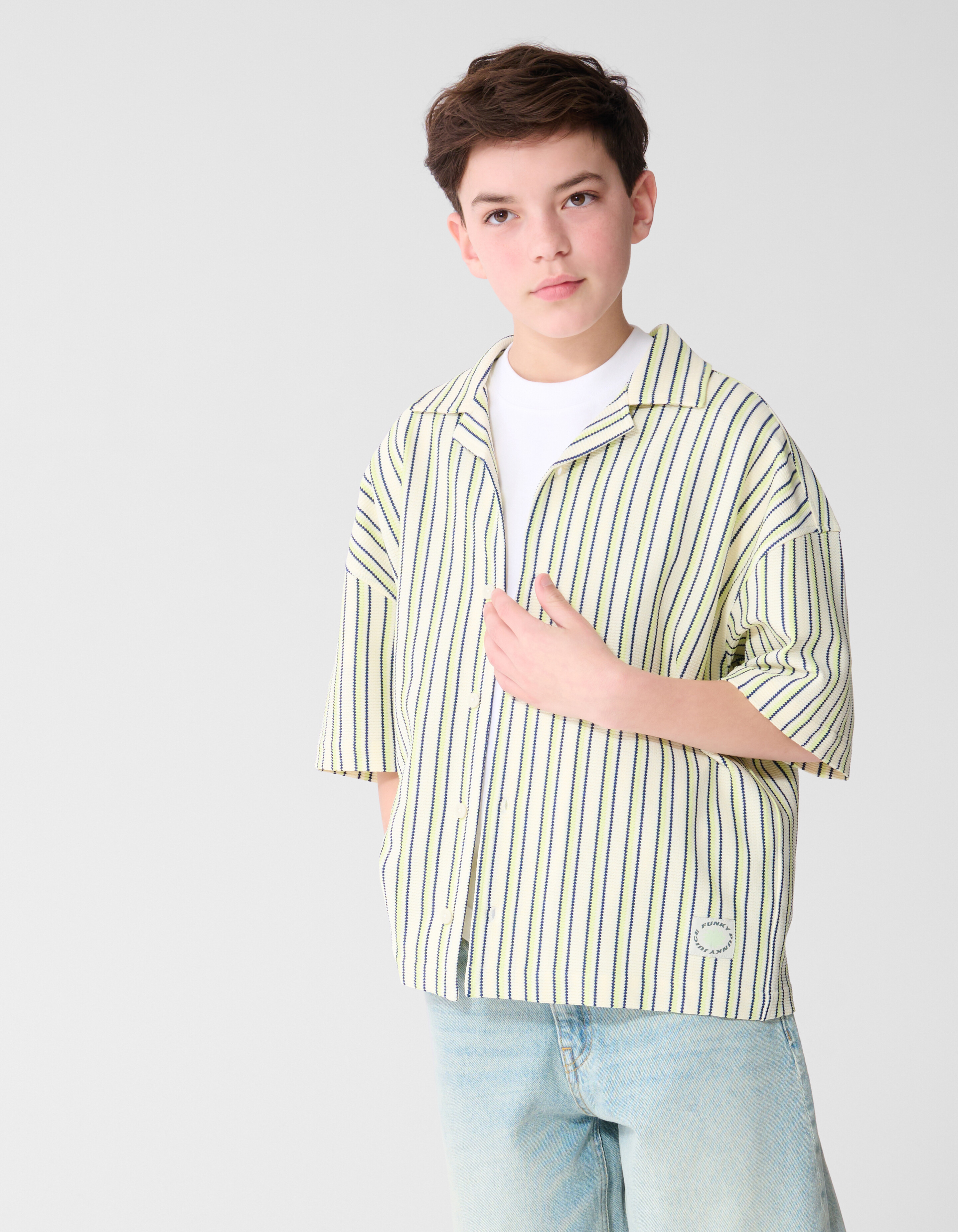 Pinstripe Structuur Overhemd Gebroken Wit SHOEBY BOYS