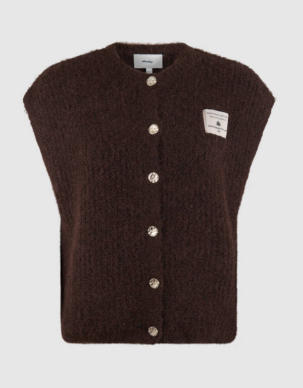 Hairy Button Gilet Donkerbruin SHOEBY WOMEN