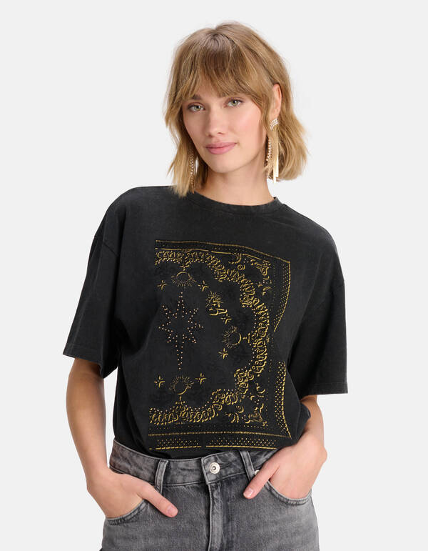 Printed T-shirt Donkergrijs SHOEBY WOMEN