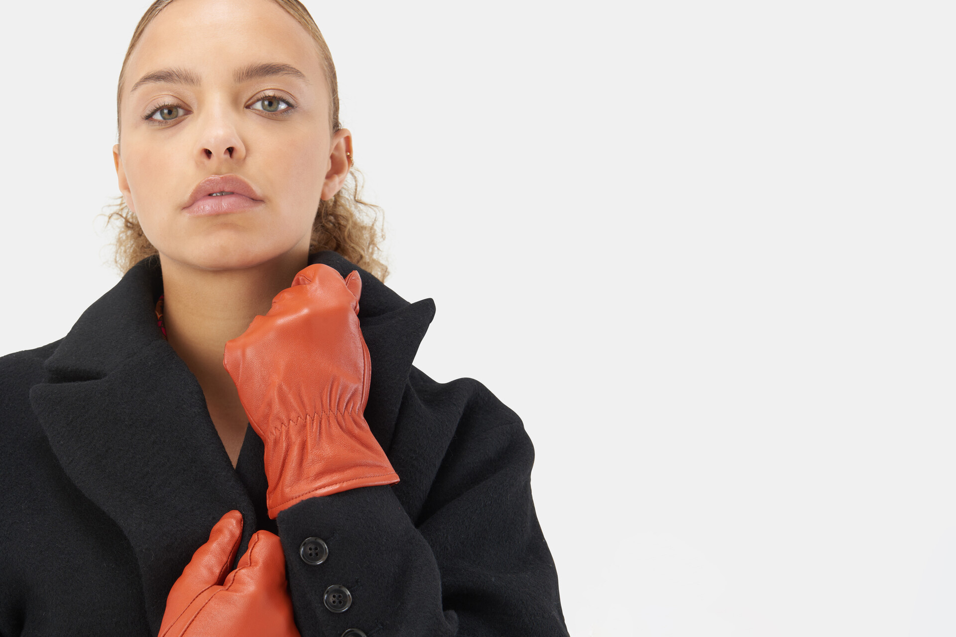 Orange Leren Handschoenen