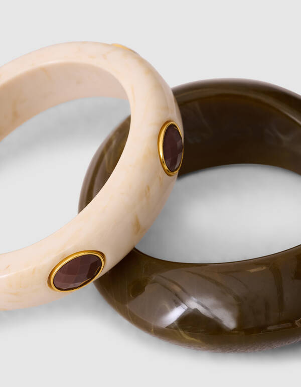 Big Stone Bangle Set Bruin SHOEBY ACCESSOIRES