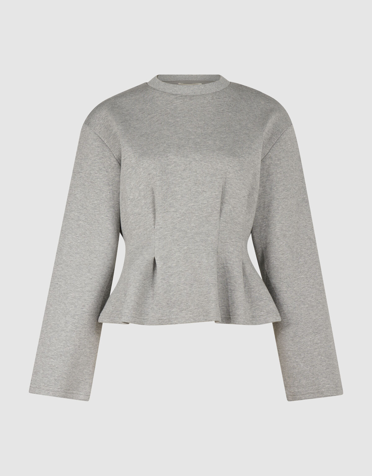 Peplum Scuba Longsleeve Top Lichtgrijs SHOEBY WOMEN