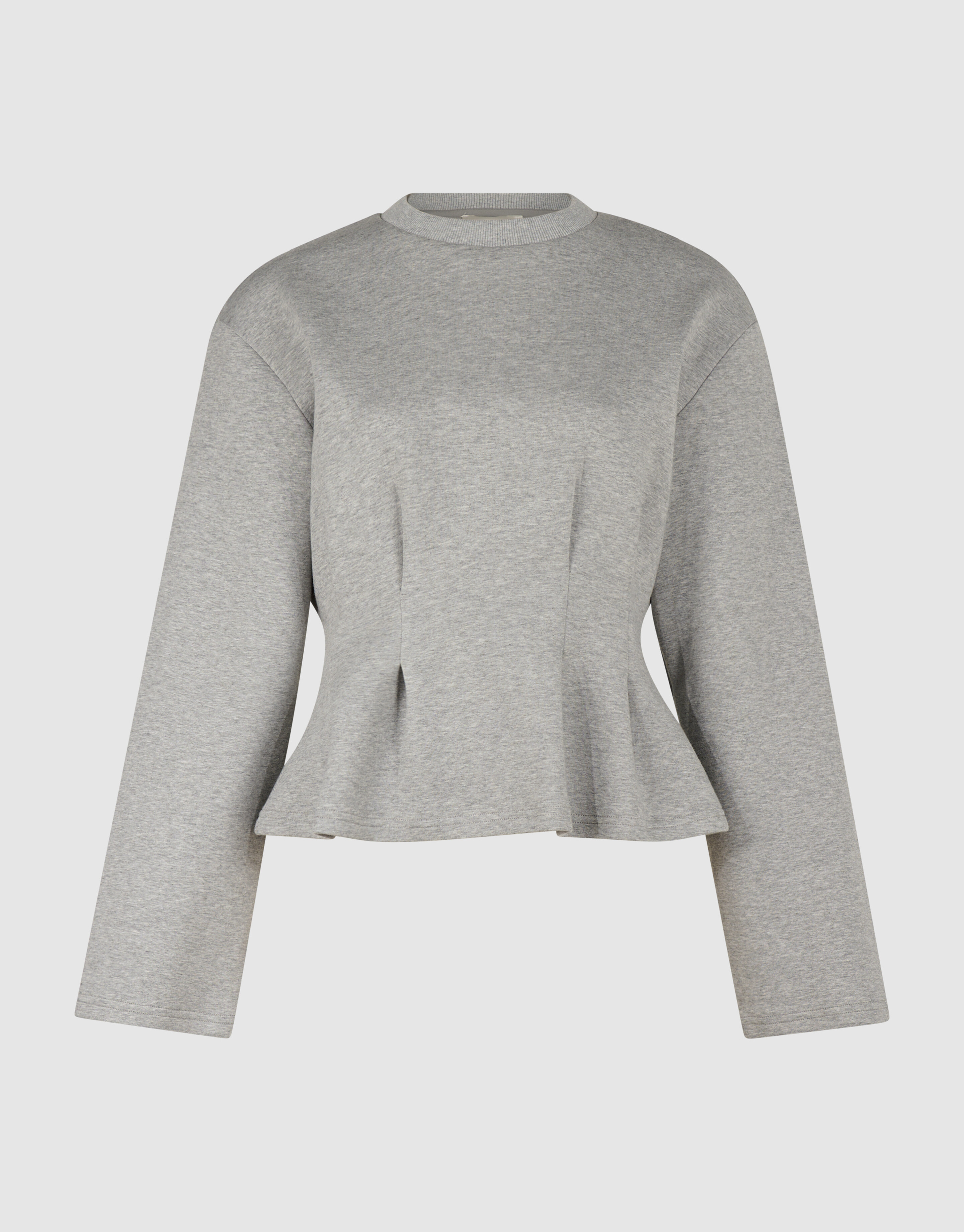 Peplum Scuba Longsleeve Top Lichtgrijs SHOEBY WOMEN