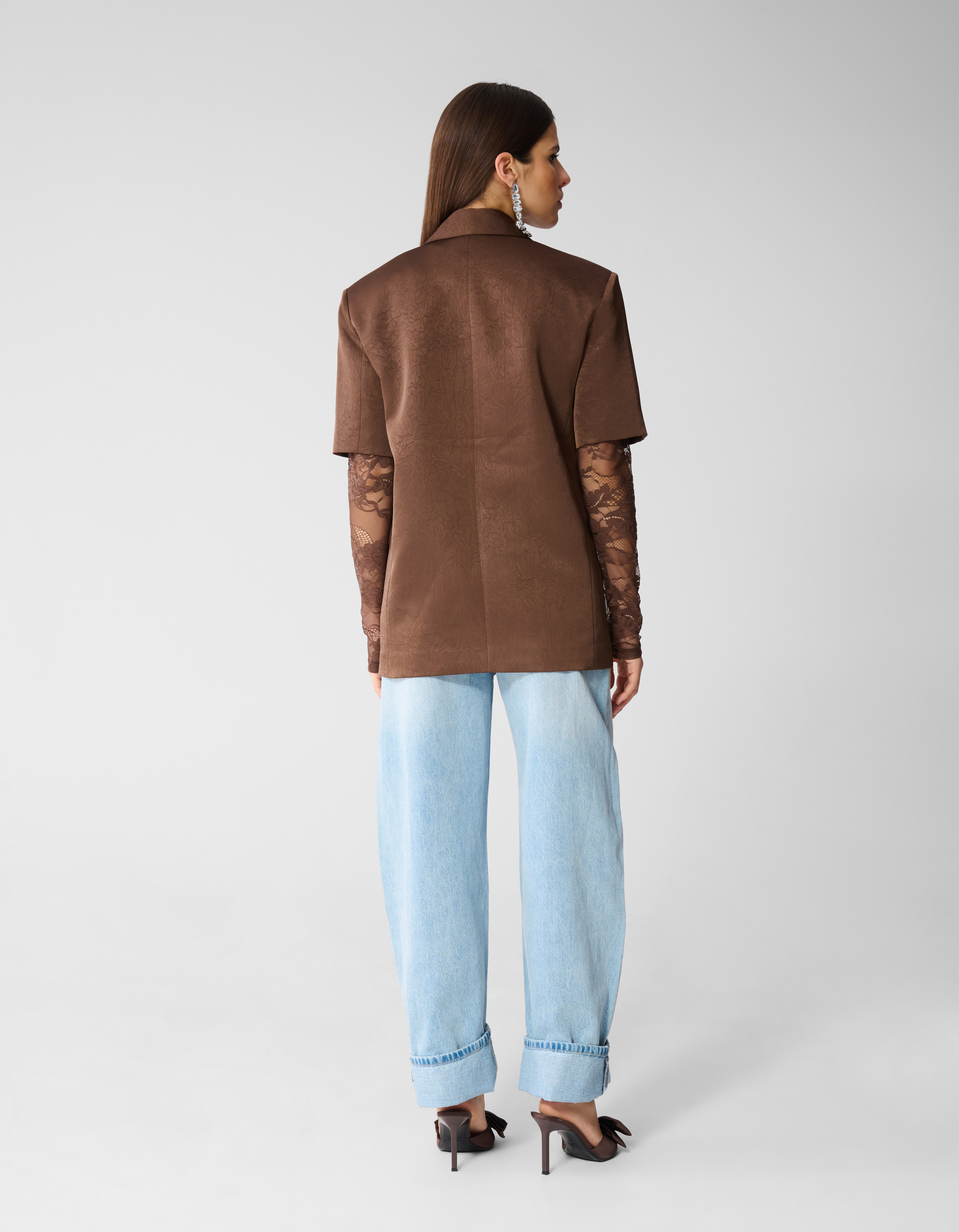 Short Sleeve Blazer Donkerbruin SHOEBY WOMEN