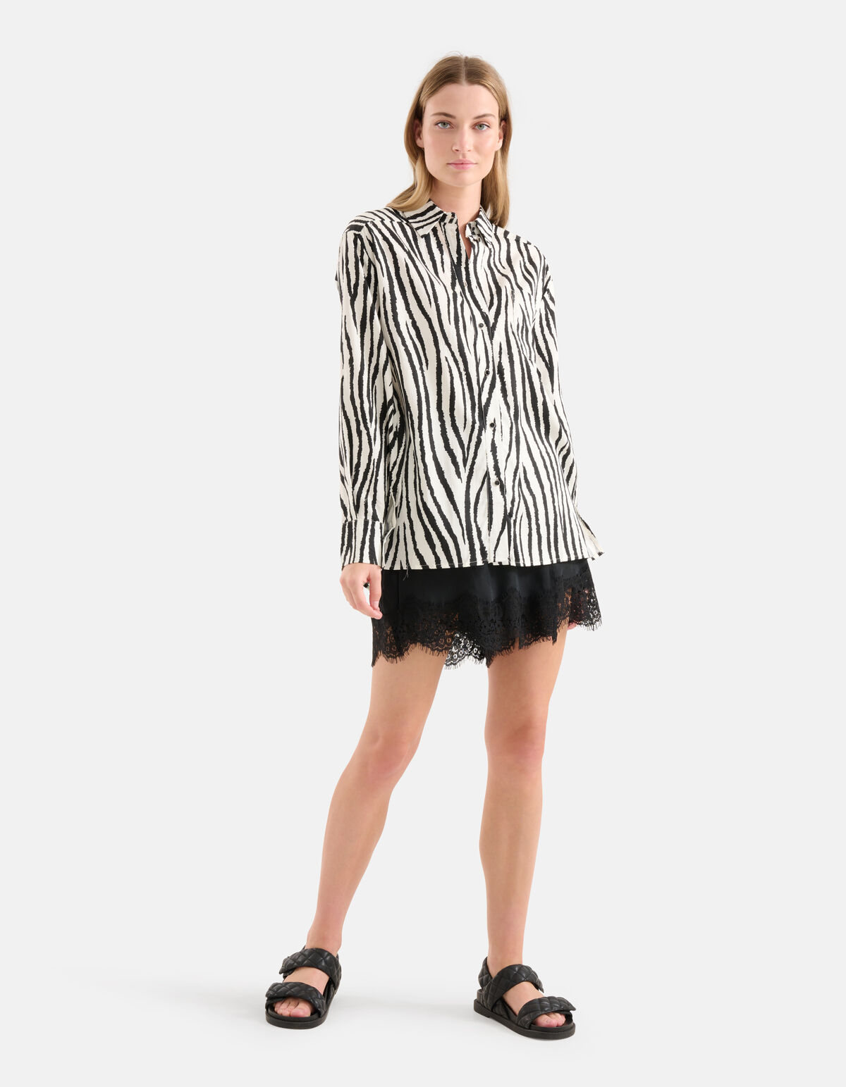 Zebra Printed Blouse Zwart/Wit SHOEBY WOMEN