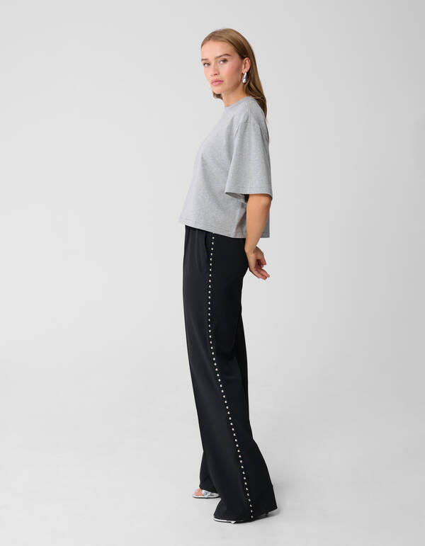 Studs Tape Wide Leg Broek Zwart SHOEBY WOMEN