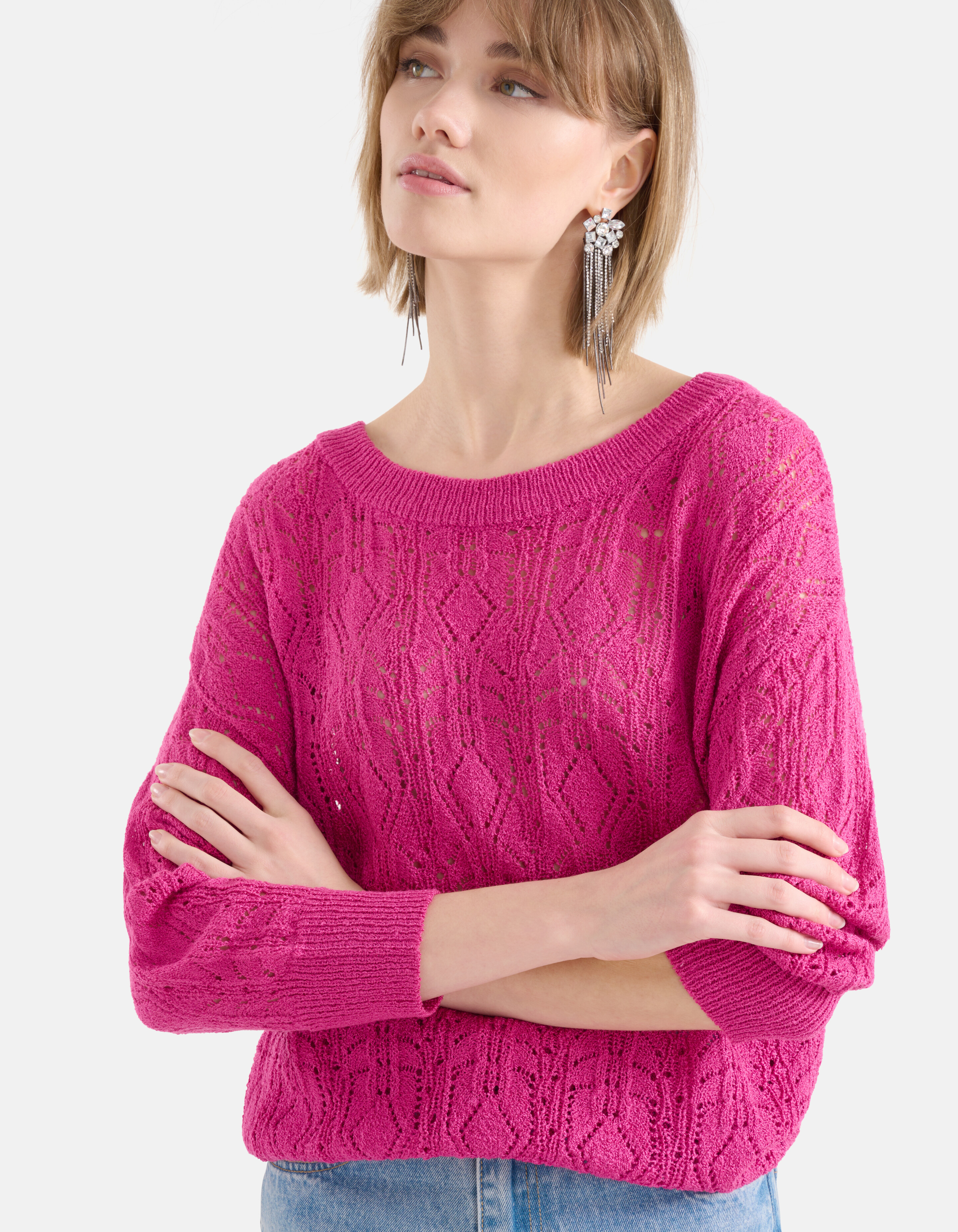 Ajour Vleermuismouwen Trui Roze SHOEBY WOMEN