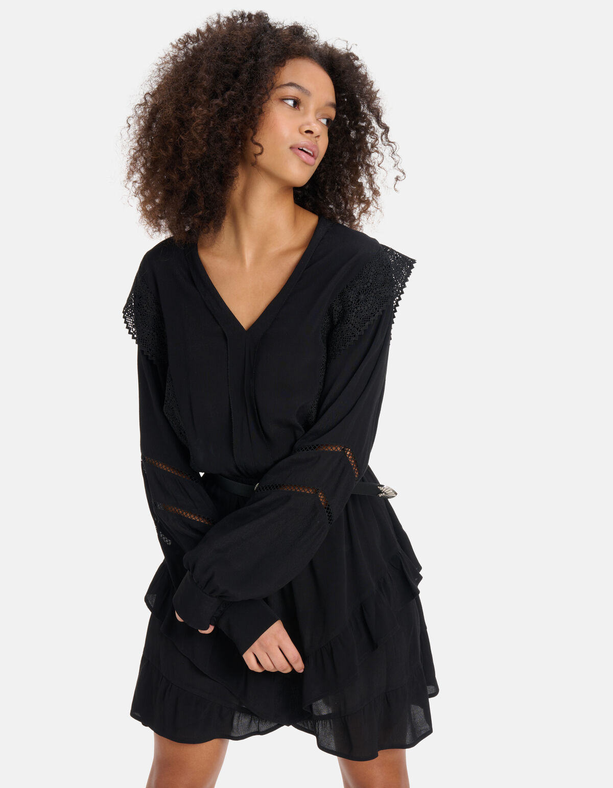 Kanten Tape Jurk Zwart SHOEBY WOMEN