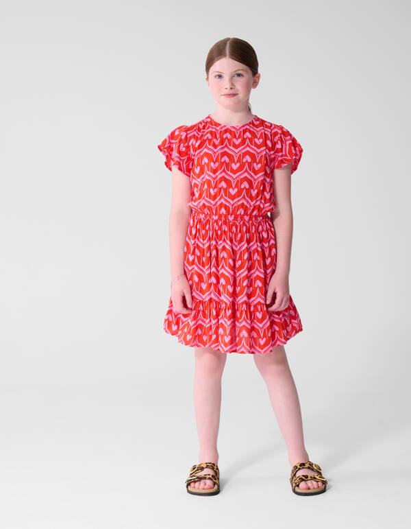 Heart Print Mini Jurk Roze SHOEBY GIRLS