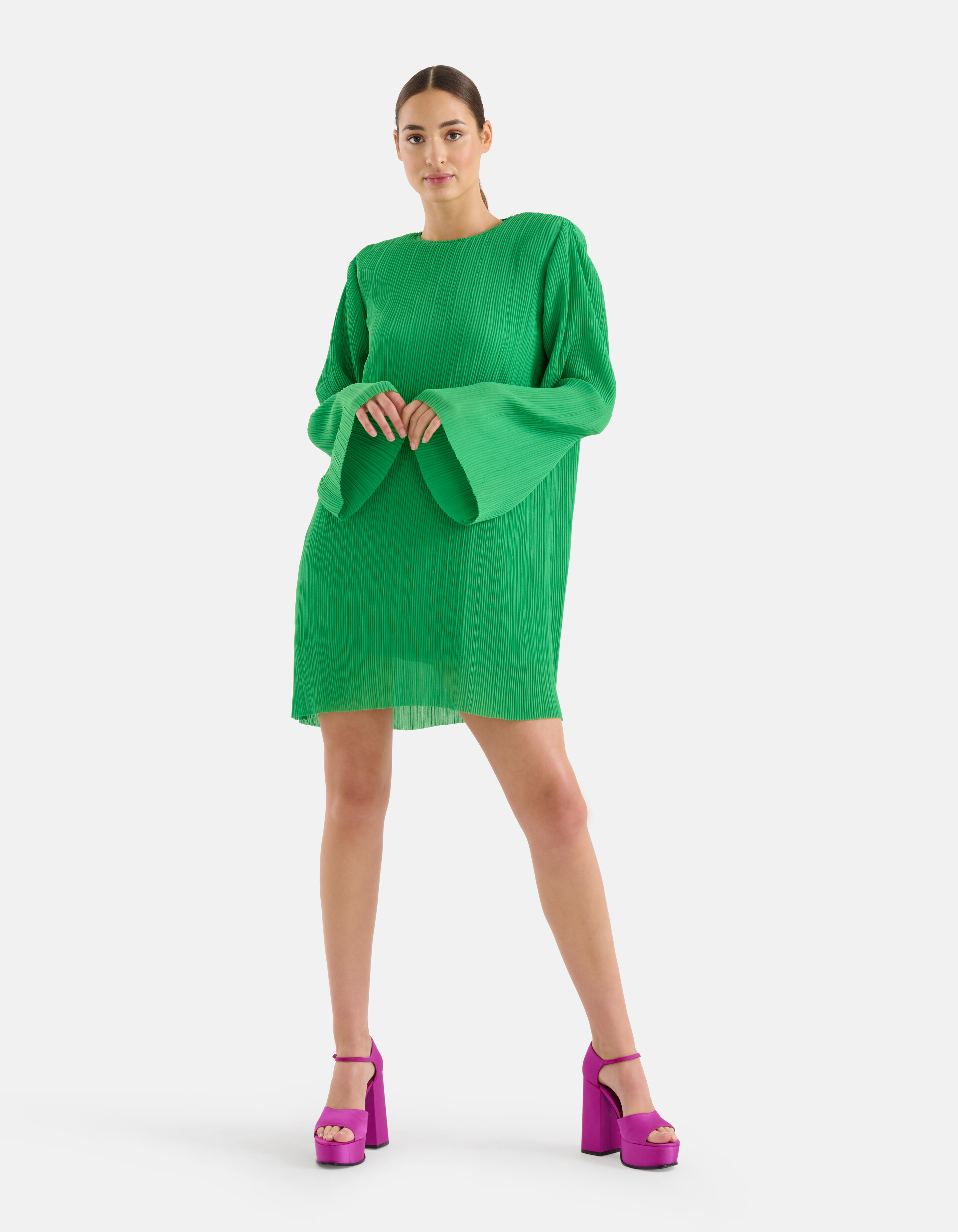Plisse Jurk Groen SHOEBY WOMEN