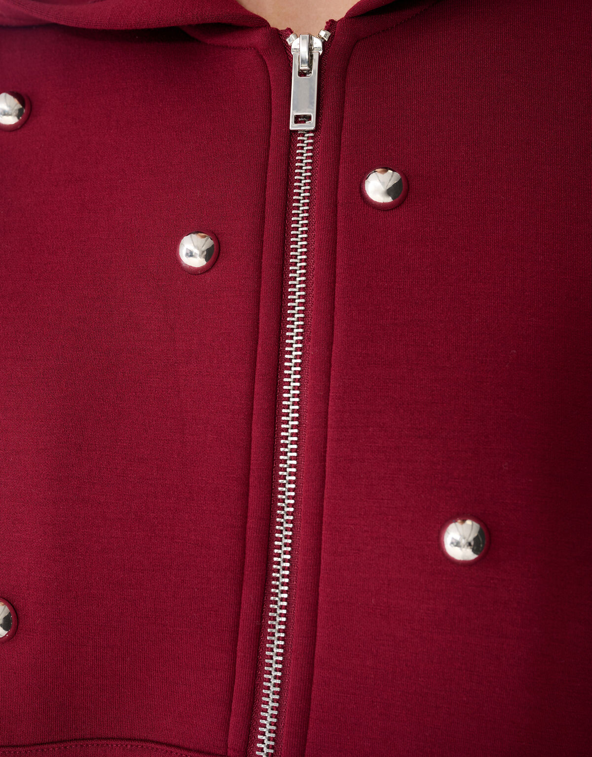 Oversized Studs Hoodie Vest Donkerrood SHOEBY WOMEN