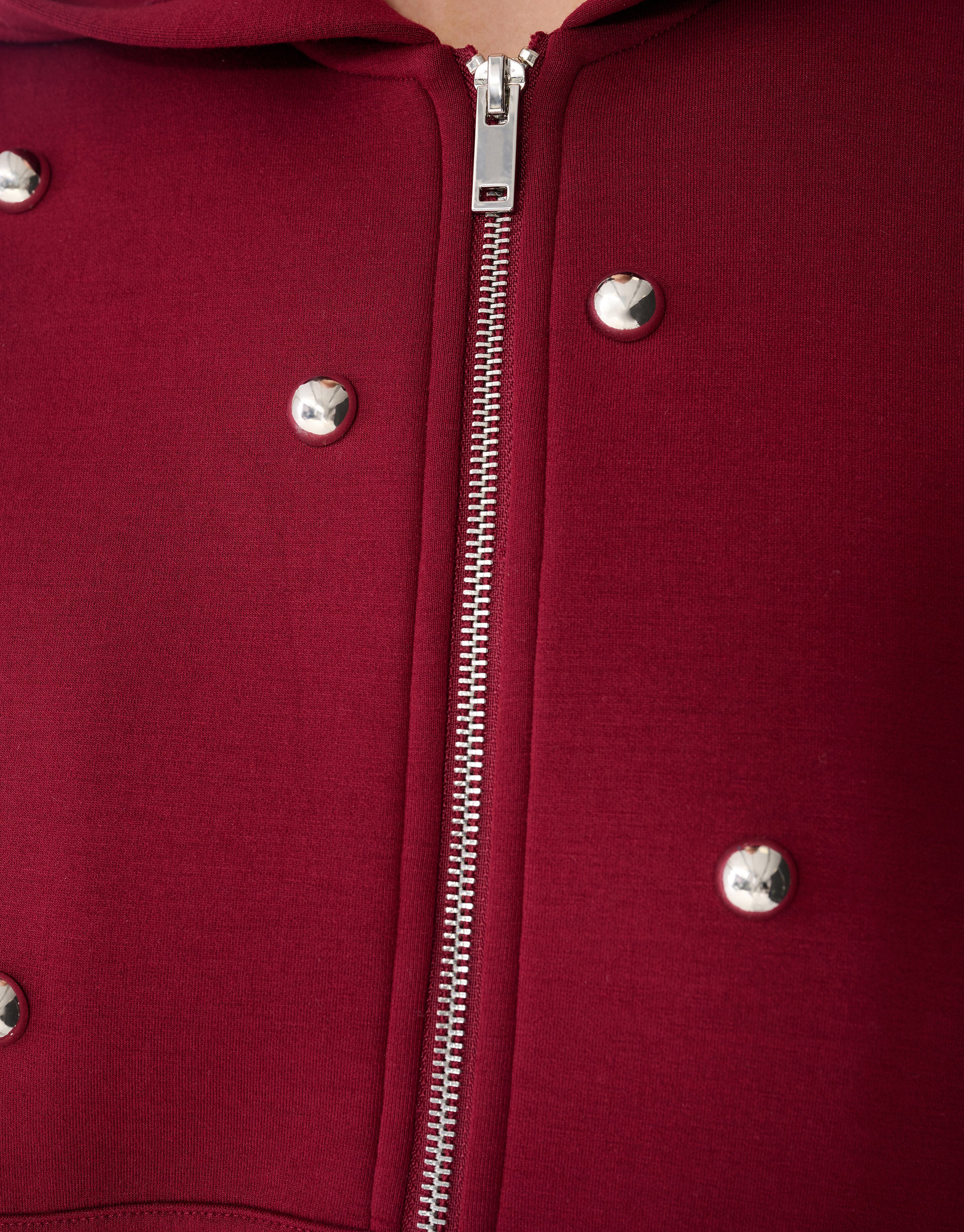 Oversized Studs Hoodie Vest Donkerrood SHOEBY WOMEN