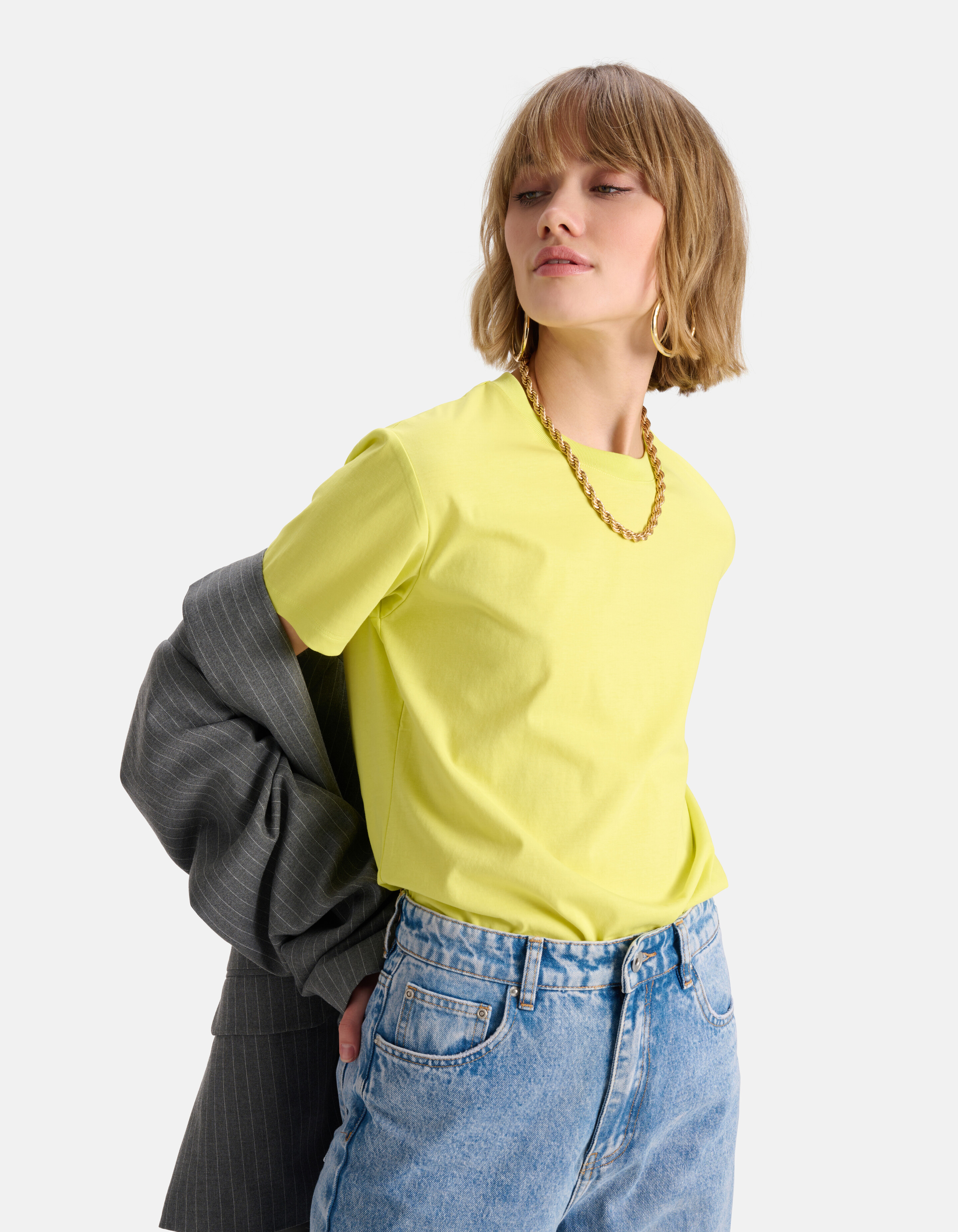 Basis T-shirt Lime Groen SHOEBY WOMEN