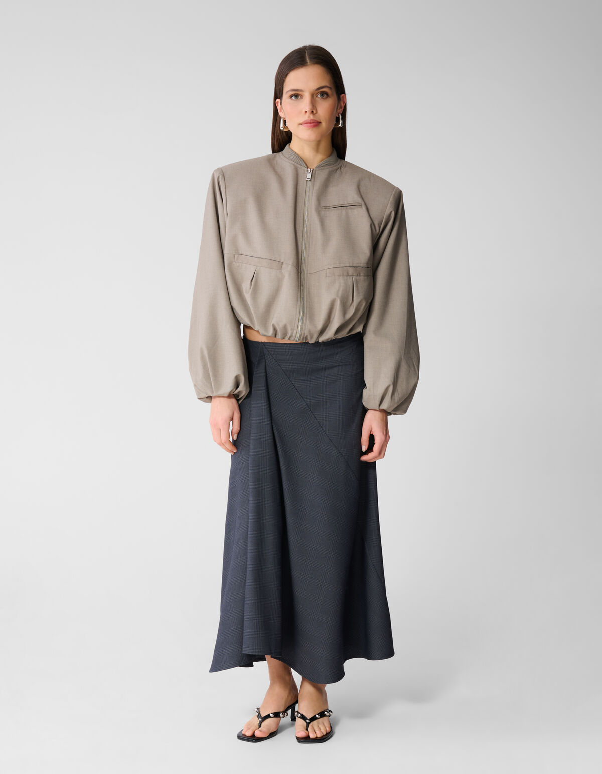 Ruiten Maxi Rok Donkergrijs SHOEBY WOMEN