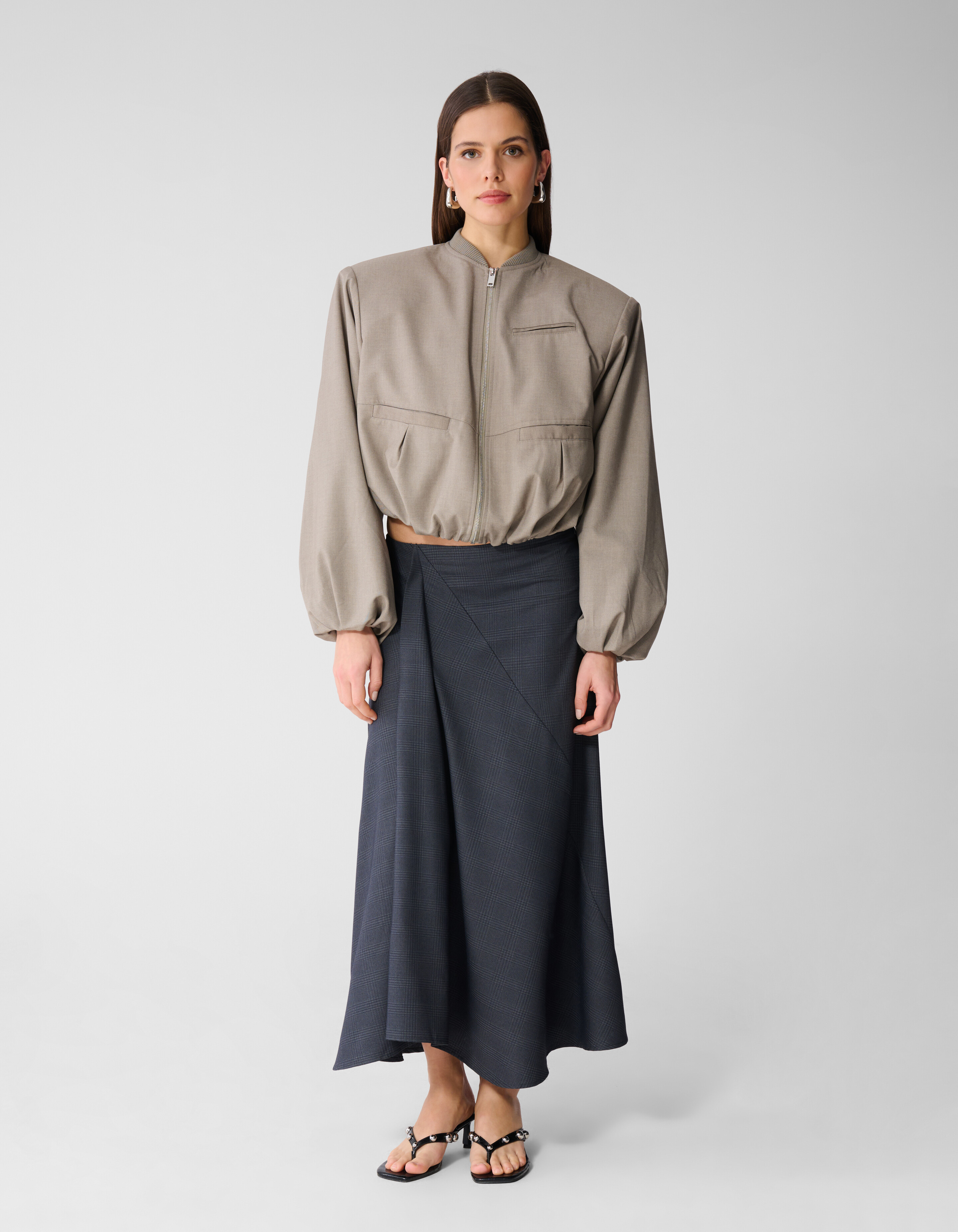 Ruiten Maxi Rok Donkergrijs SHOEBY WOMEN