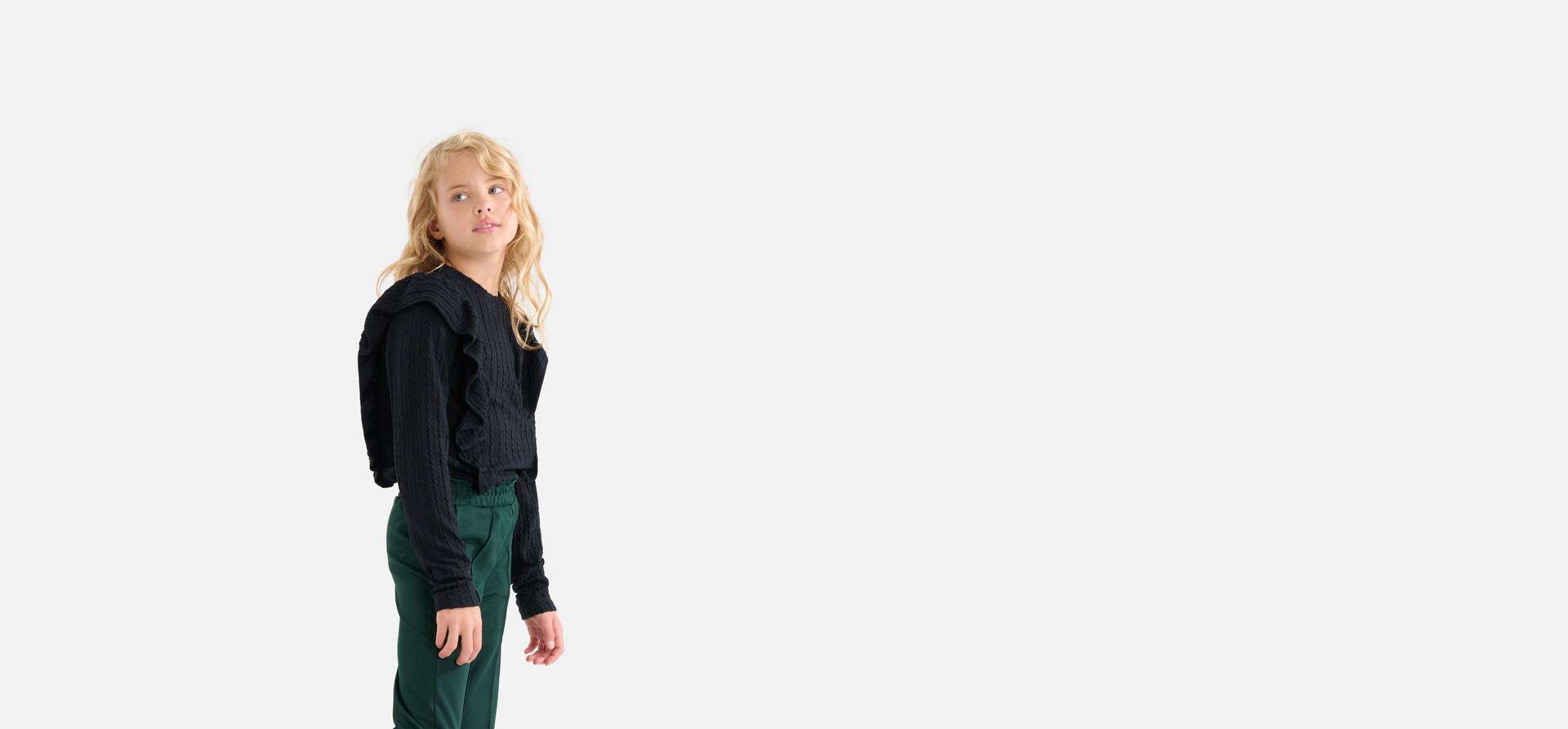 Kabel Ruffle Top Zwart SHOEBY GIRLS
