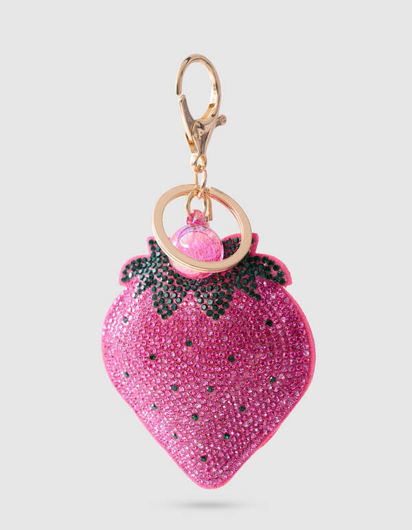Strass Aardbei Sleutelhanger Roze SHOEBY ACCESSOIRES