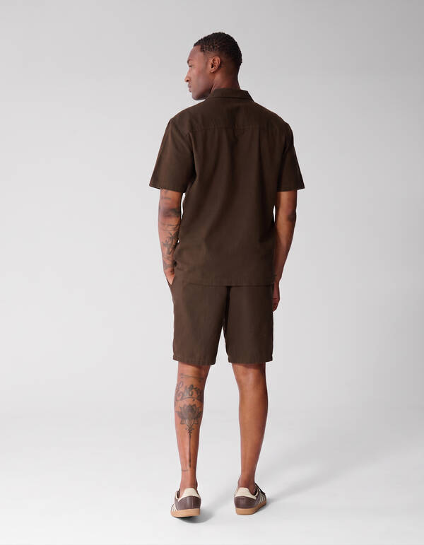 Structuur Spark Overhemd Donkerbruin SHOEBY MEN