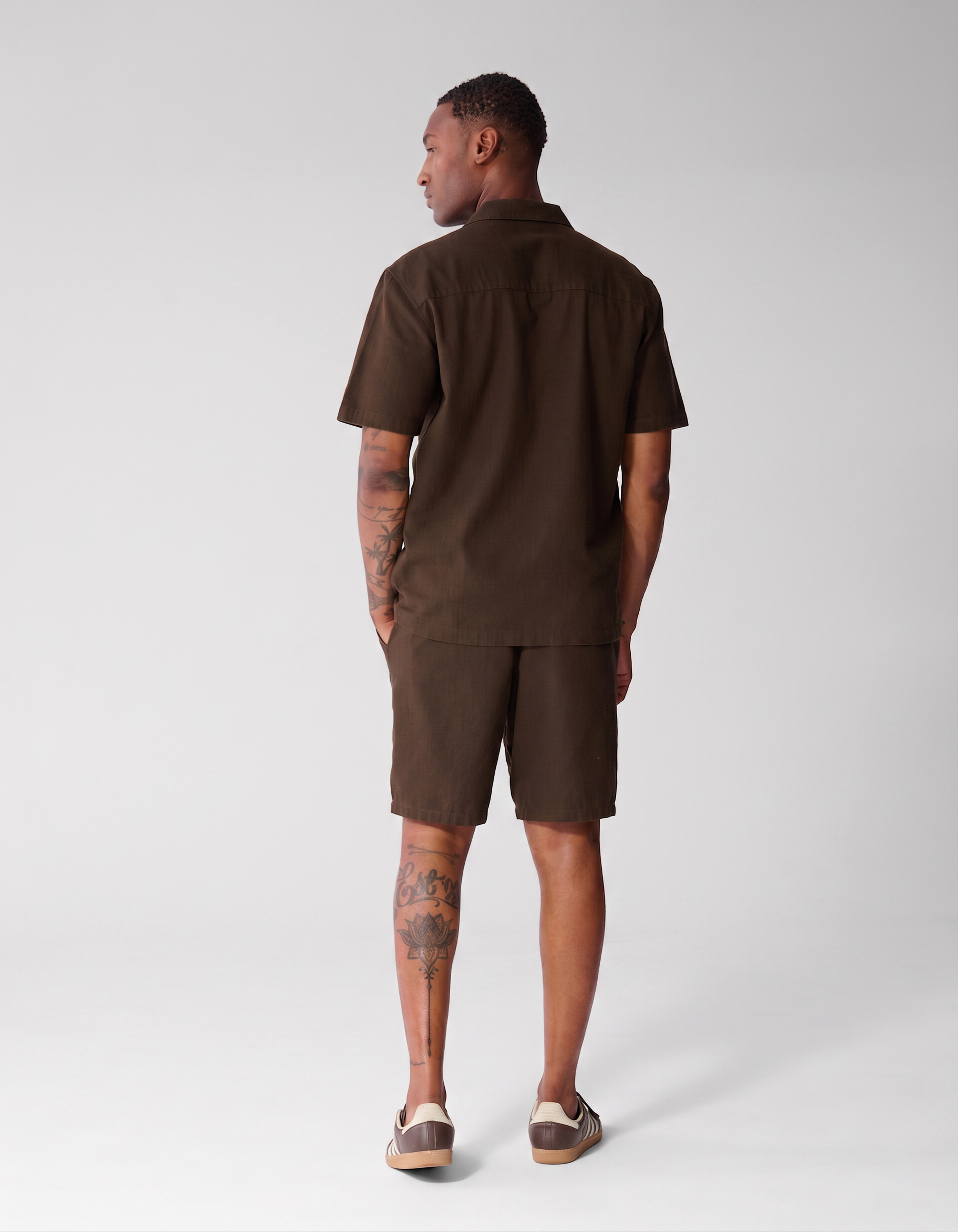 Structuur Spark Overhemd Donkerbruin SHOEBY MEN