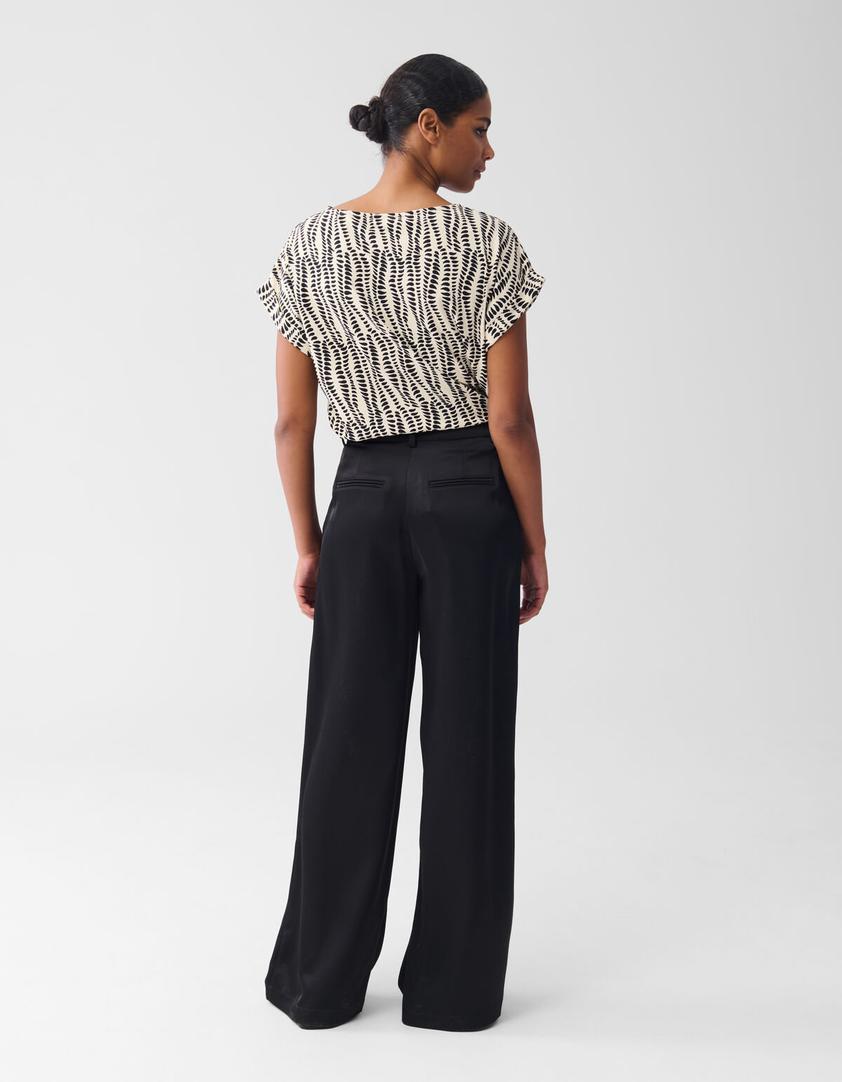 Printed Jersey Rib Top Wit SHOEBY WOMEN