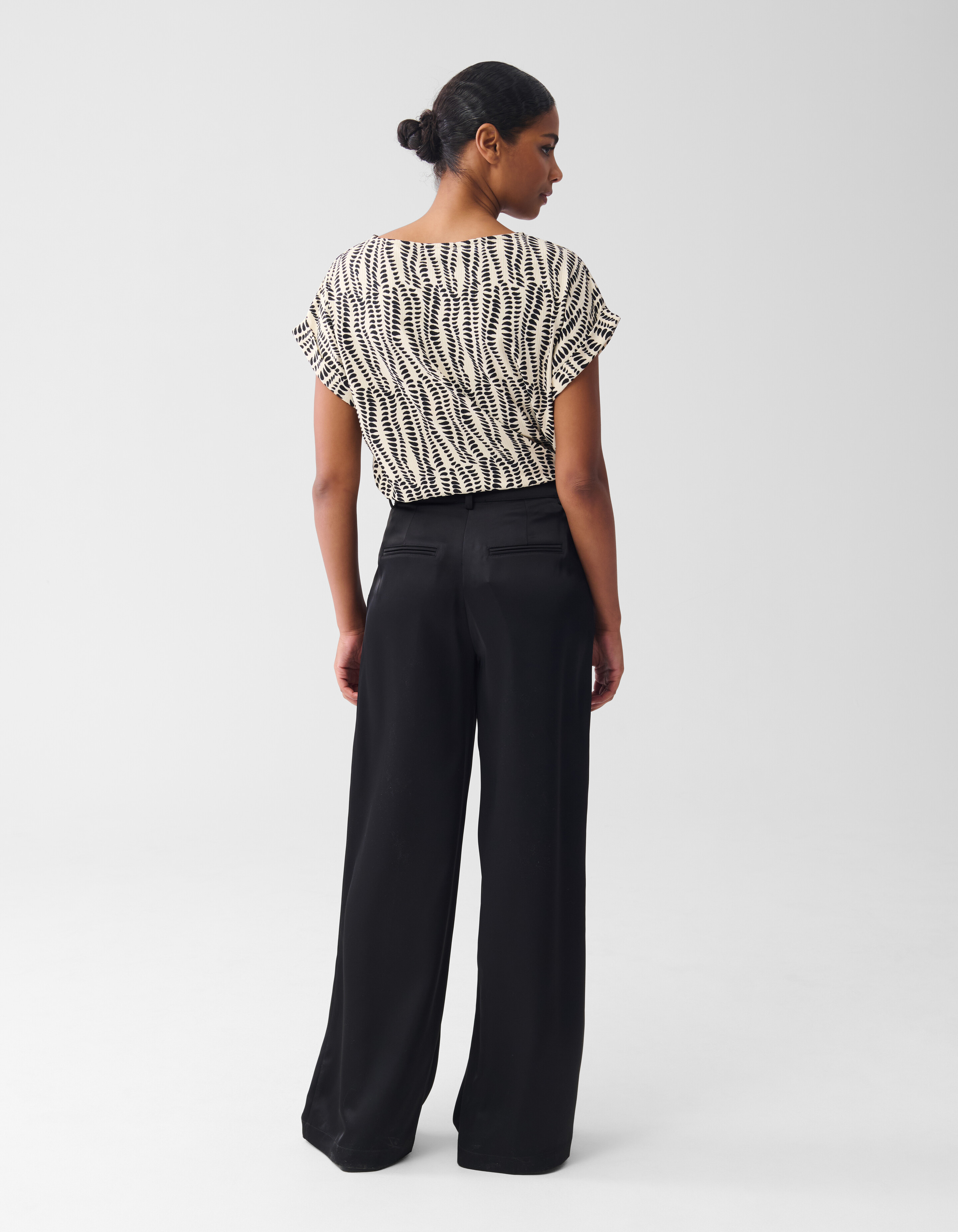 Printed Jersey Rib Top Wit SHOEBY WOMEN