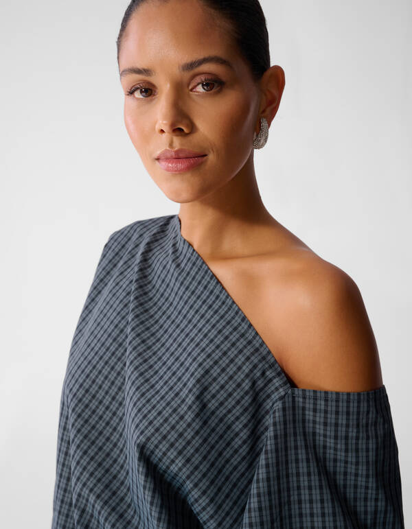 Ruiten Off Shoulder Blouse Donkergrijs SHOEBY WOMEN