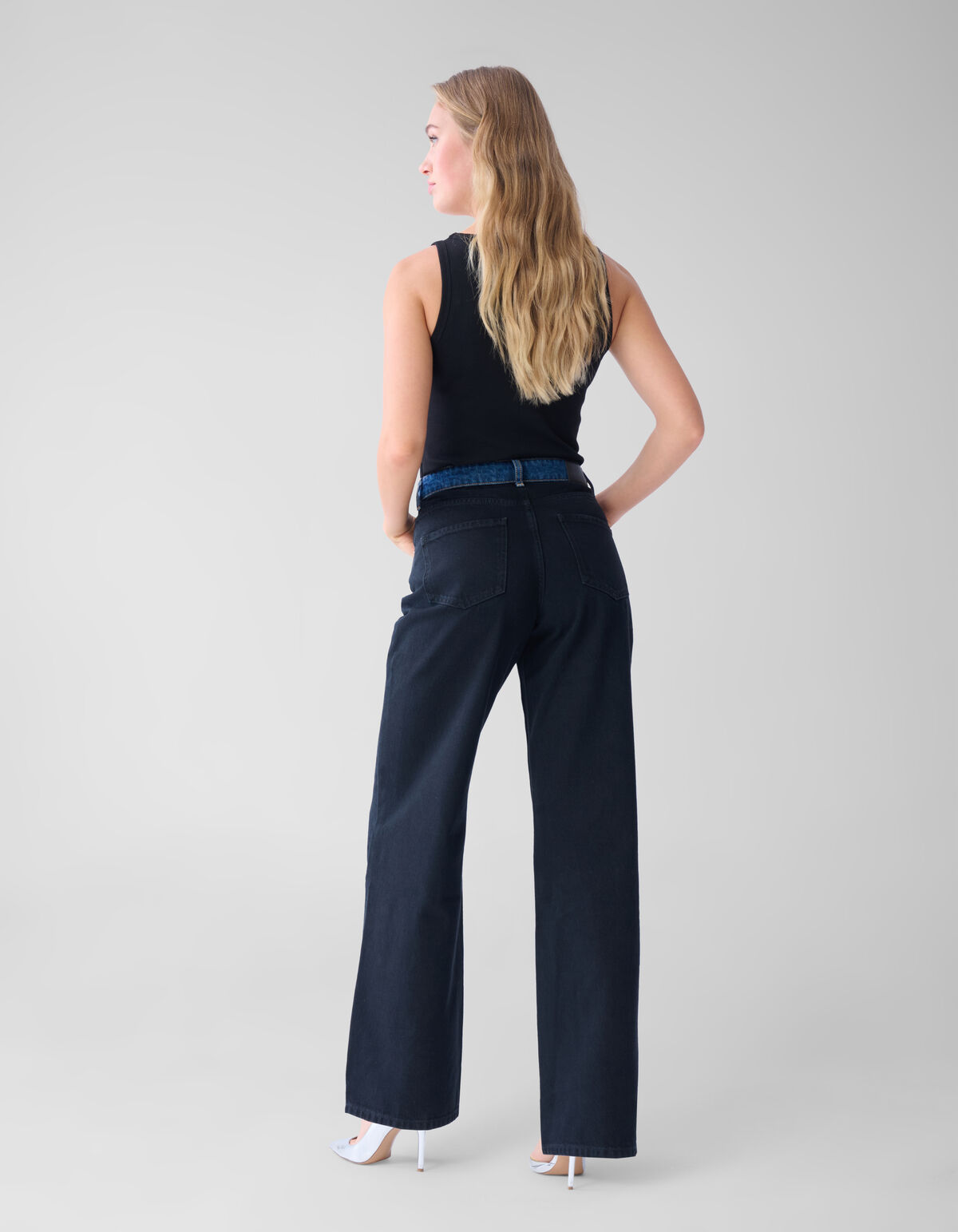 Two Tone Wide Leg Fit Jeans Donkerblauw SHOEBY WOMEN