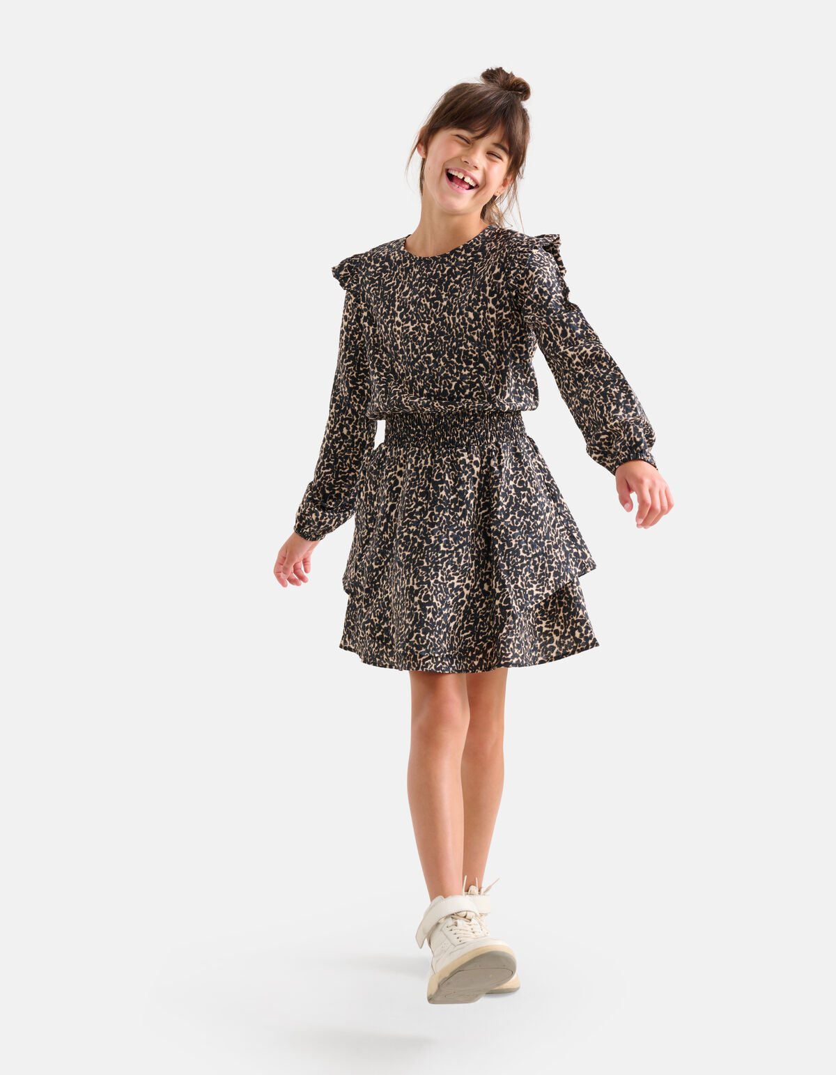 Abstract Print Jurk Bruin SHOEBY GIRLS