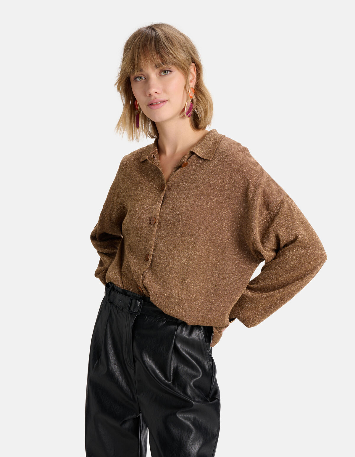 Glitter Blouse Bruin SHOEBY WOMEN